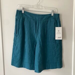 NWT Athleta blue-green Playa Linen Bermuda Shorts